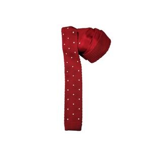 LeGale Men's Red Knit Necktie with White Polka Dots Stylish Texture